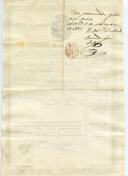 05 Pasaporte para lo interior dado por el alcalde de Sonseca a un vecino de esta localidad toledana Año 1837 Reverso