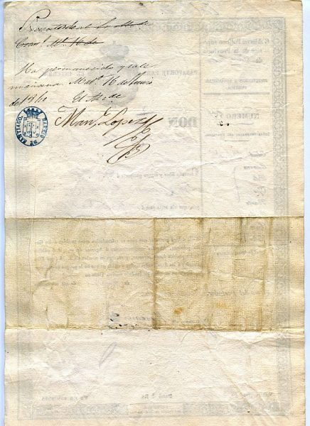 07 Pasaporte para lo interior dado por el alcalde de Toledo a una vecina de esta ciudad Año 1840 Reverso