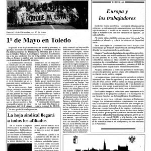 1989_La Hoja Sindical de CCOO de Toledo de 1 de mayo de 1989