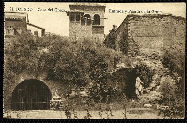 Entrada de acceso a la gruta de la Casa del Greco-Postal editada por Grafos hacia 1929_P-0640