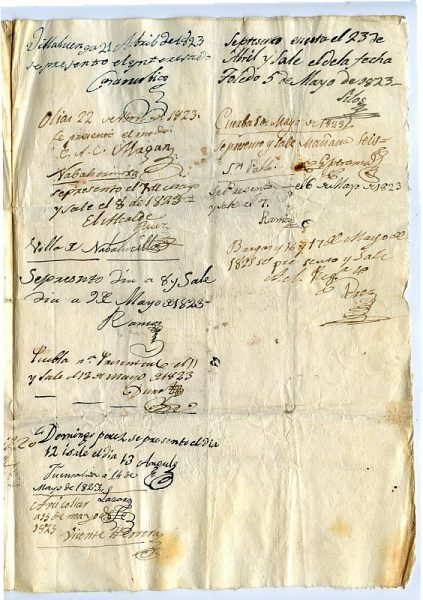 ITALIA Pasaporte dado en Nápoles por el Reino de las dos Sicilias a un ciudadano italiano Año 1822 Hoja 3 anverso