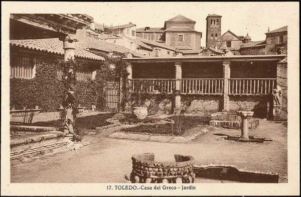 Jardín de la Casa del Greco-Postal editada por Mariano González hacia 1930_P-2680