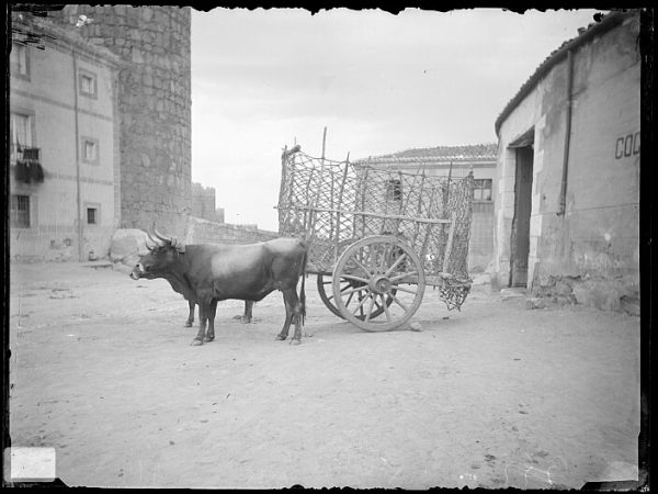 CA-0720-VI_Carreta tirada por bueyes en la calle San Segundo de Ávila