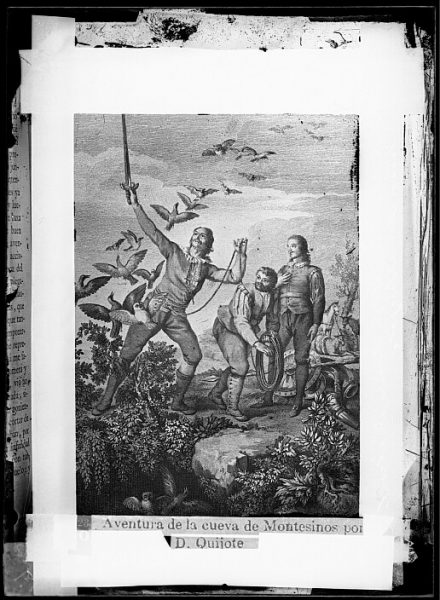 CA-0768-VI_Grabado del Quixote-Escena titulada Aventura de la cueva de Montesinos por D Quijote