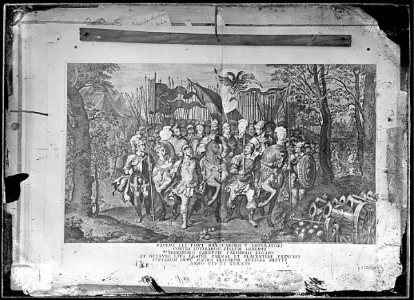 CA-0795-VI_Grabado titulado Paulus III Pont Max Carolo V Imperatore contra luteranos dibujado por G C Prenner en Roma hacia 1745