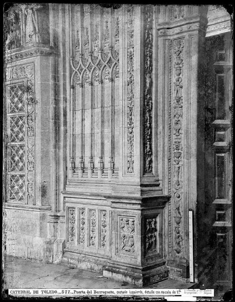 40-LAURENT - 0577 - Catedral de Toledo_Puerta del Berruguete, costado izquierdo, detalle