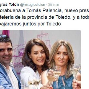 a alcaldesa traslada su felicitación a Tomás Palencia, nuevo presidente de la Asociación de Hostelería y Turismo de Toledo