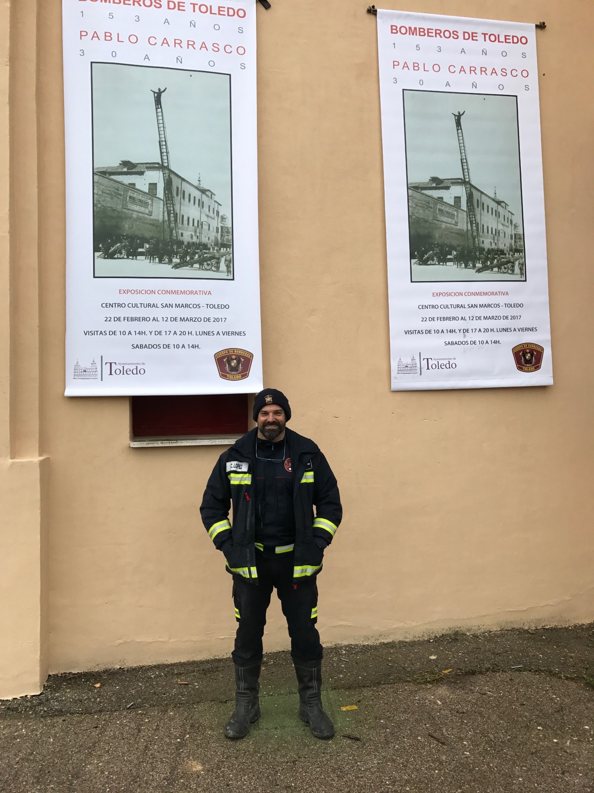 Montaje Carteles Homenaje a Pablo Carrasco. 30 años. Bomberos de Toledo