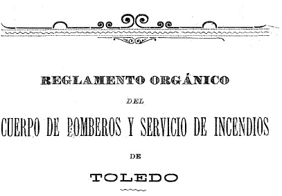 Portada reglamento Cuerpo de Bomberos de Toledo 1890