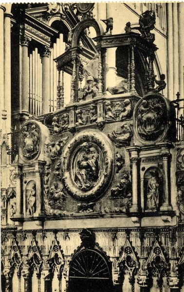 10472 - Catedral. Coro Mayor. Exterior. Testero del Coro. Relieves de Vergara. Siglo XVI