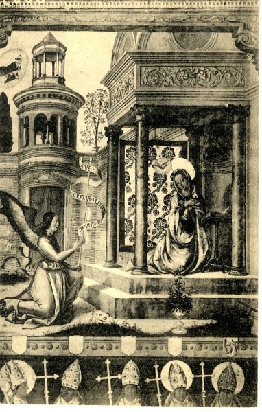 10526 - Catedral. Sala Capitular. J[uan] de Borgoña. La Anunciación. Fresco. Siglo XVI