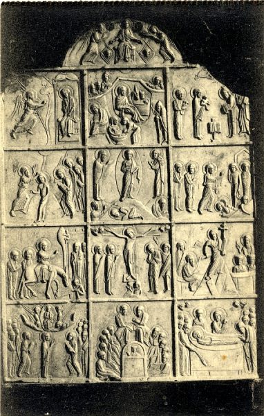 10534 - Catedral. Tesoro Mayor. Tríptico en piedra litográfica [Estela de las Doce Fiestas Litúrgicas]. Siglo XII