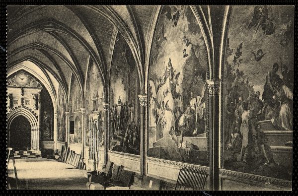 10766 - Catedral. Claustro. Vista parcial y Frescos de Bayeu. Siglos XIV - XVIII