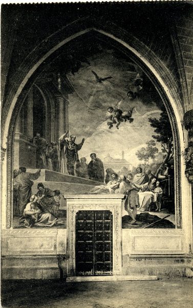 10777 - Catedral. Claustro. Bayeu. San Eugenio predicando la fe en Toledo. Fresco. Siglo XVIII