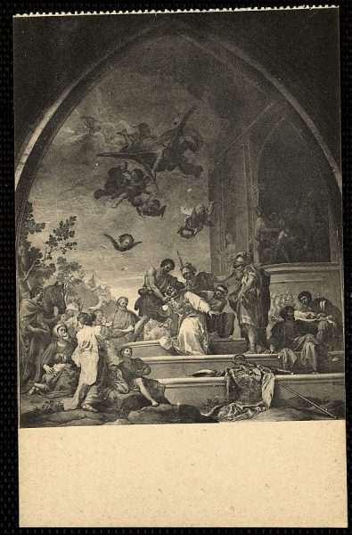 10778 - Catedral. Claustro. Bayeu. Martirio de San Eugenio. Fresco. Siglo XVIII