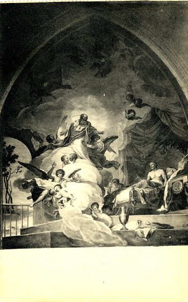 10779 - Catedral. Claustro. Bayeu. Aparición de San Eugenio. Fresco. Siglo XVIII