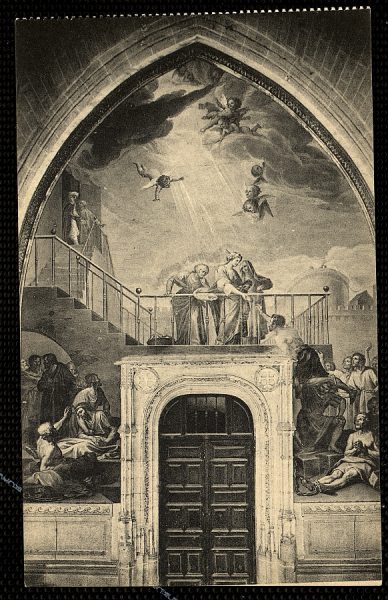 10781 - Catedral. Claustro. Bayeu. Santa Casilda repartiendo pan a los cautivos. Fresco. Siglo XVIII