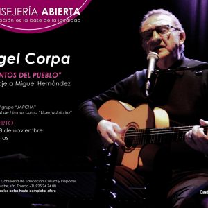 Consejería Abierta: Concierto de Ángel Corpa“Vientos del pueblo. Homenaje a Miguel Hernández”