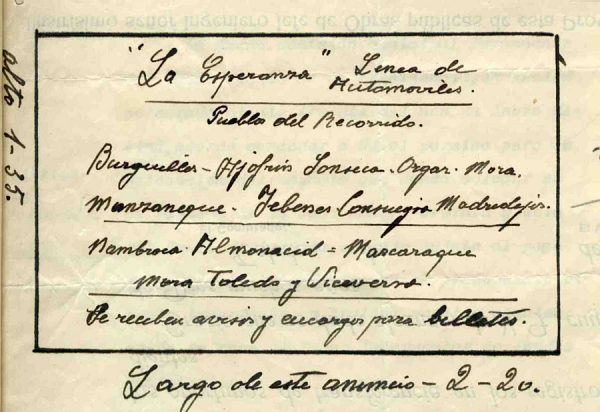 1931 - La Esperanza. Línea de automóviles - Paseo de la Rosa 36 - Cayetano Gallego Jiménez