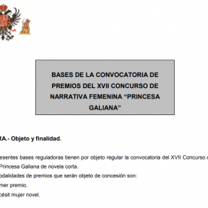 l Ayuntamiento abre la nueva convocatoria de los Premios Princesa Galiana de novela corta hasta el 19 de octubre