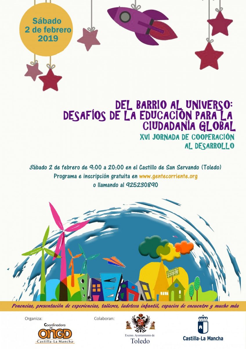 https://www.toledo.es/wp-content/uploads/2018/12/cartel-jornadas-educacion-para-el-desarrollo-848x1200.jpg. XVI Jornadas de cooperación al desarrollo: «Del barrio al universo: desafíos para la educación para la ciudadanía global»