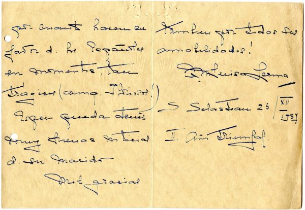 002-2 - Año 1937 _ Felicitación de Luisa Chacón, duquesa viuda de Lerma