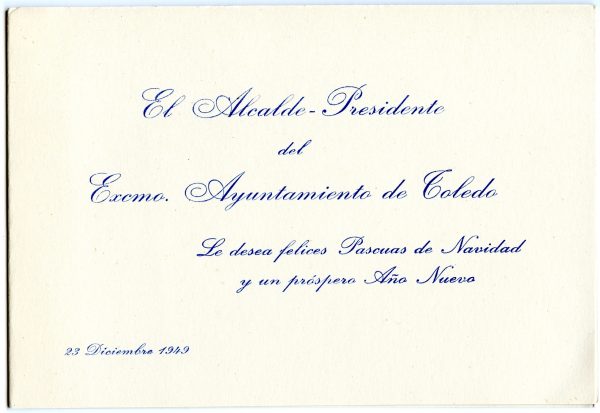 004-2 - Año 1949 _ Felicitación de Alcalde de Toledo