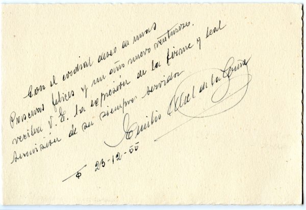 010-2 - Año 1955 _ Felicitación de Emilio Abel de la Cruz