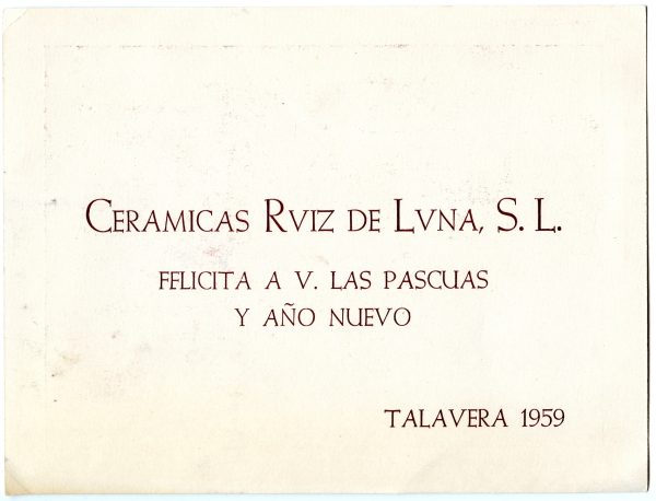 014-2 - Año 1959 _ Felicitación de Cerámicas Ruiz de Luna