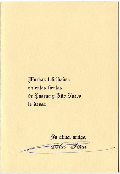019-2 - Año 1961 _ Felicitación de Blas Piñar