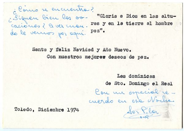 036-2 - Año 1974 _ Felicitación del Convento de Santo Domingo el Real