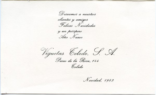 044-2 - Año 1983 _ Felicitación de Viguetas Toledo