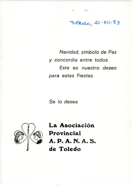 046-2 - Año 1983 _ Felicitación de APANAS de Toledo
