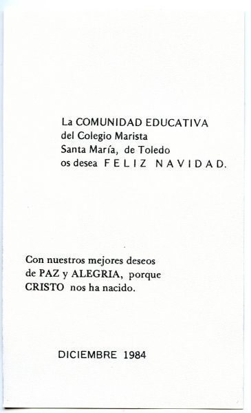 076-2 - Año 1984 _ Felicitación del Colegio Marista de Santa María de Toledo