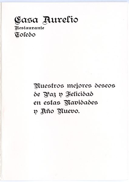 079-2 - Año 1984 _ Felicitación del Restaurante Casa Aurelio