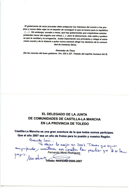 101-2 - Año 2006 _ Felicitación del Delegado de la Junta de Comunidades