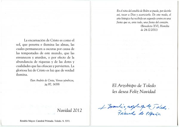 108-2 - Año 2012 _ Felicitación del Arzobispo de Toledo
