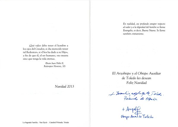 109-2 - Año 2013 _ Felicitación del Arzobispo de Toledo