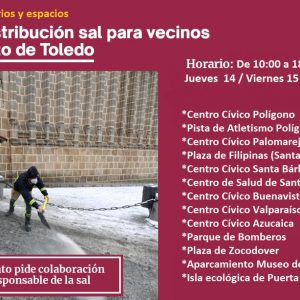 l Ayuntamiento aumenta los puntos de reparto de sal en la ciudad y amplia el horario de recogida hasta las 18:00 horas