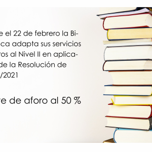 esde el 22 de febrero la Biblioteca adapta sus servicios y aforos al Nivel II en aplicación de la Resolución de 20/02/2021