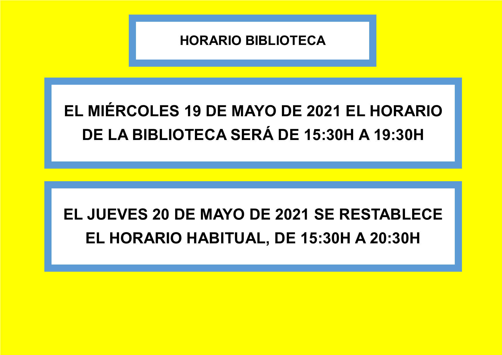 HORARIO 19 de mayo 2021