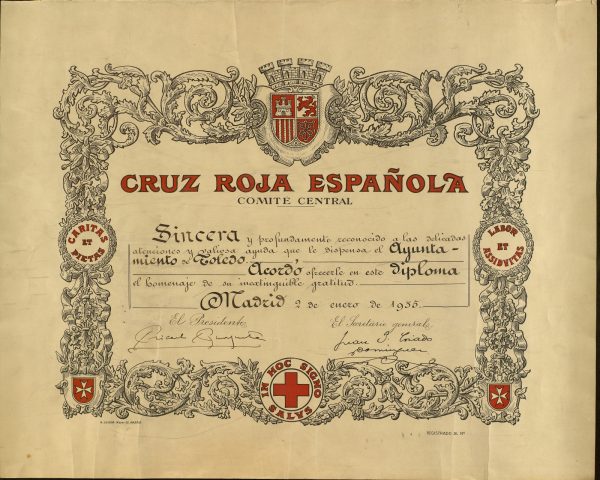 1935-01-02 - Agradecimiento por la ayuda prestada al Comité Central de Cruz Roja Española