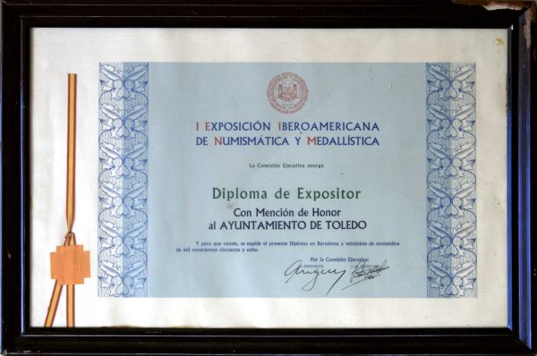 1958-11-27 - Expositor con mención de honor en la I Exposición Iberoamericana de Numismática y Medallística