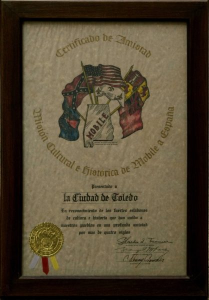 1975 ca - Certificado de amistad concedido por la Misión Cultural e Histórica de Mobile a España