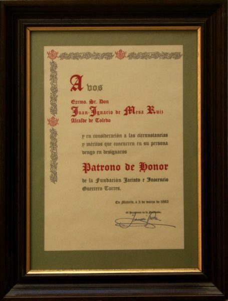1982-03-03 - Patrono de honor de la Fundación Jacinto e Inocencio Guerrero Torres