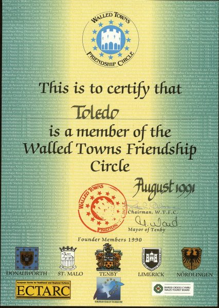 1991-08-00 - Acreditación de pertenecer al Circulo de Amistad de las Ciudades Fortificadas