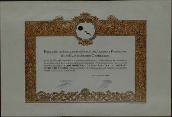 1995-04-00 - Homenaje por las Asociaciones de Empleados, Jubilados y Pensionistas de las Cajas de Ahorros Confederadas