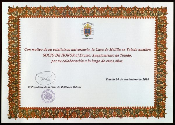 2018-11-24 - Socio de honor de la Casa de Melilla
