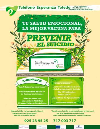 https://www.toledo.es/wp-content/uploads/2021/09/whatsapp-image-2021-09-09-at-08.53.40.jpeg. El Consistorio toledano iluminará de verde varios espacios con motivo del ‘Día Mundial para la Prevención del Suicidio’
