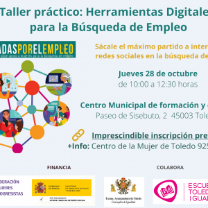 SCUELA TOLEDANA DE IGUALDAD. TALLER PRÁCTICO MEJORA TUS HABILIDADES DIGITALES PARA BUSCAR EMPLEO.